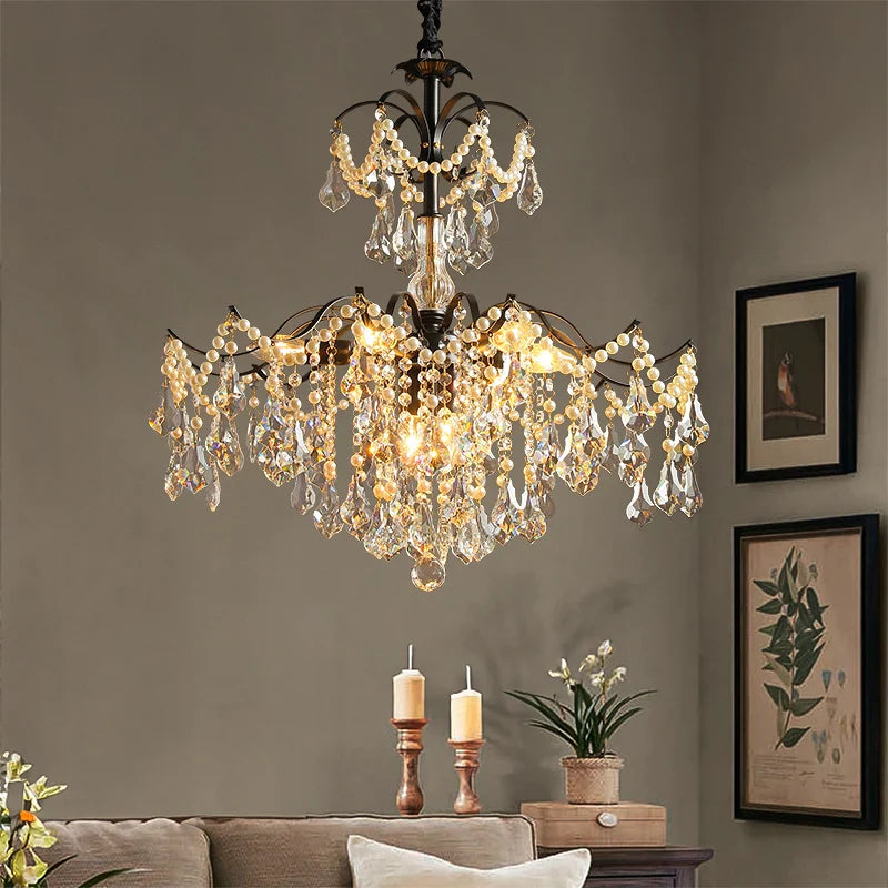 Afralia™ Nordic Crystal Chandelier LED Pendant Lamp for Home Decor & Indoor Lighting