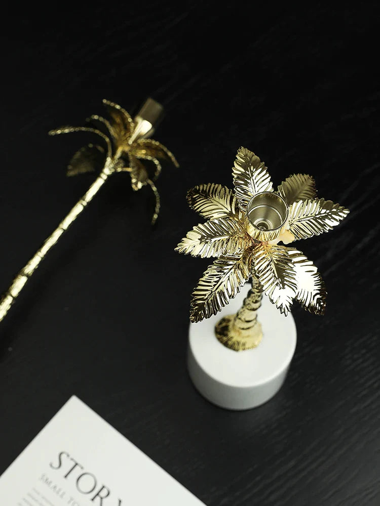 Afralia™ Golden Metal Candlestick with Volakos White Marble Base for Luxury Home Decor