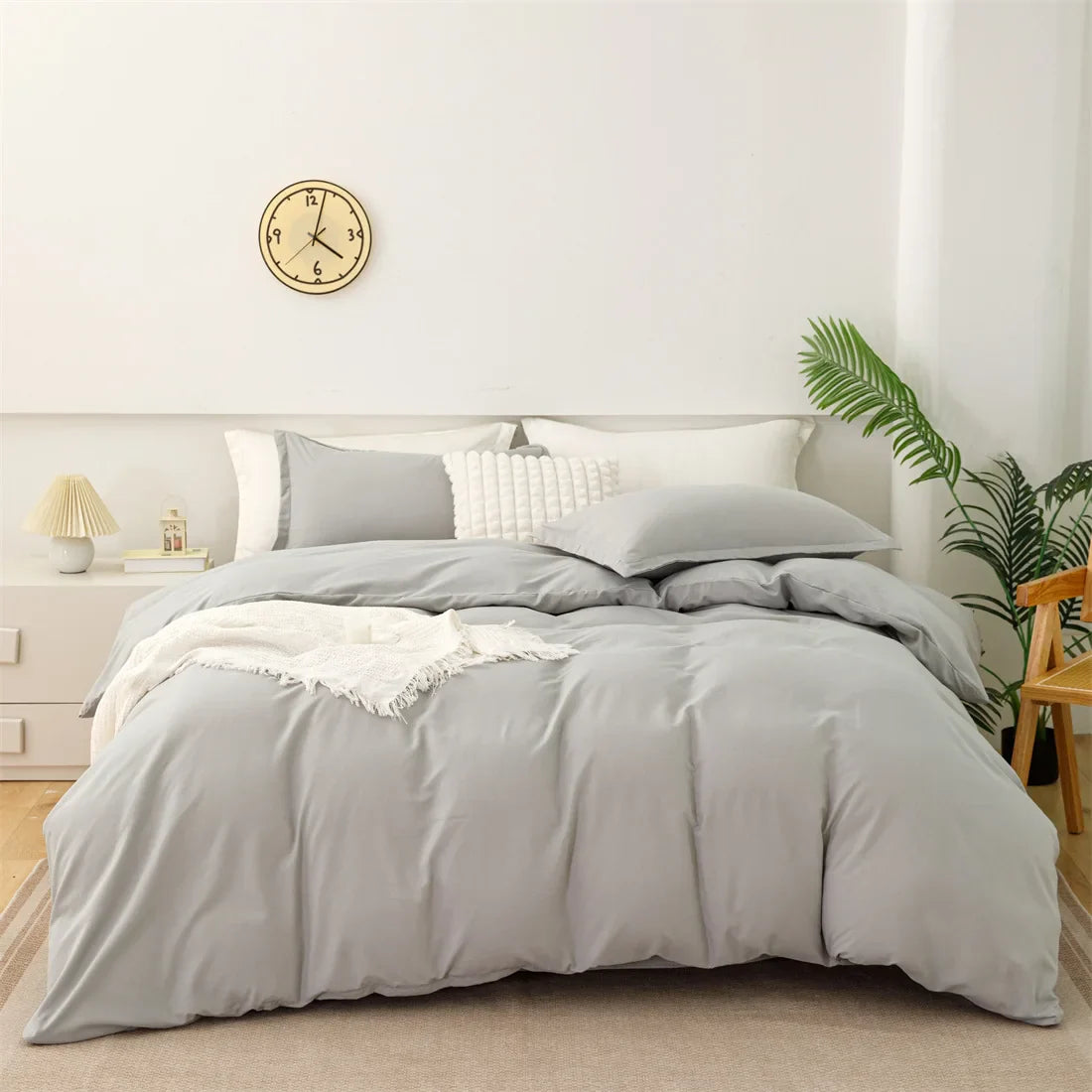 Afralia™ Luxe Solid Yellow Green Duvet Cover Set with Sheet Pillowcases