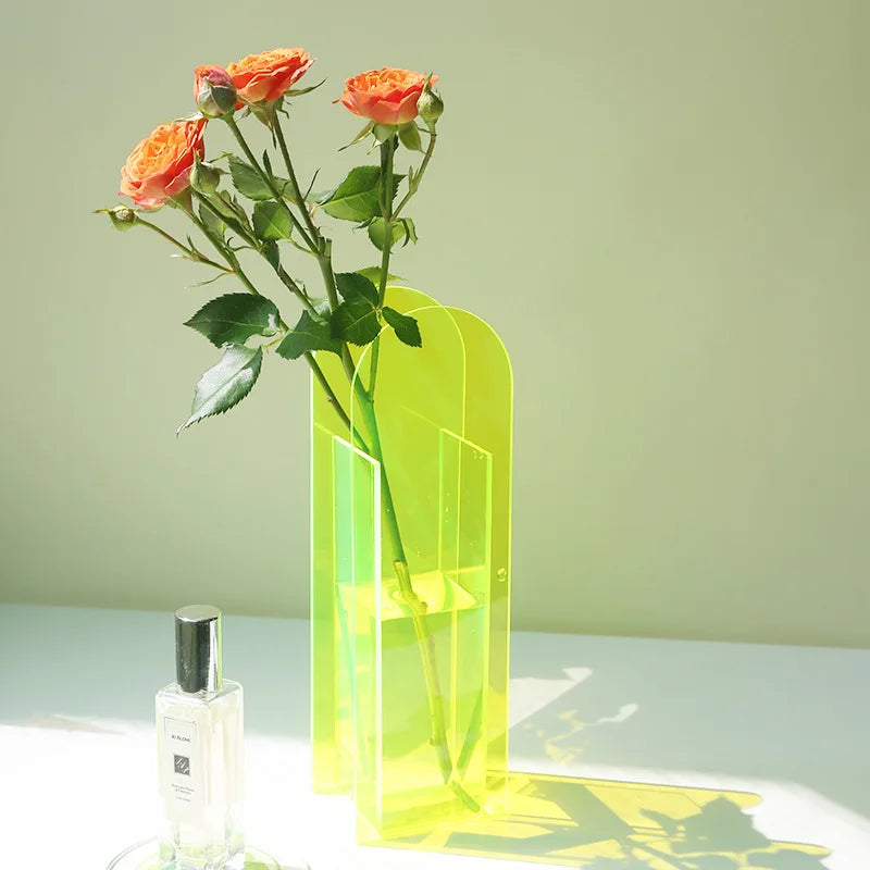 Afralia™ Acrylic Flower Vase Colorful Contemporary Floral Container for Home Office