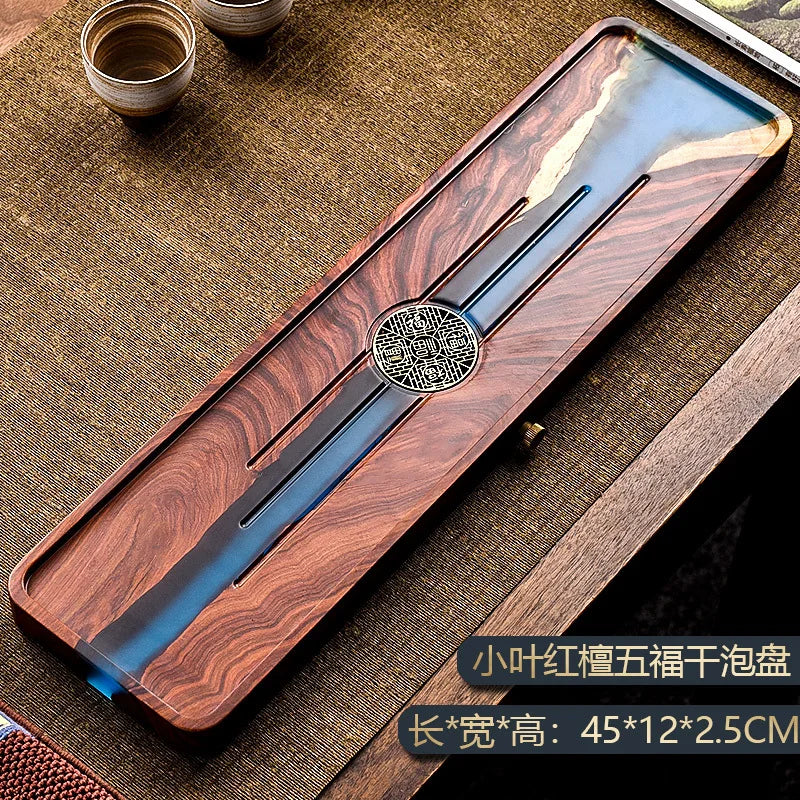 Afralia™ Handmade Wood Resin Tea Tray | Bubble Tea Table Home Kung Fu Set