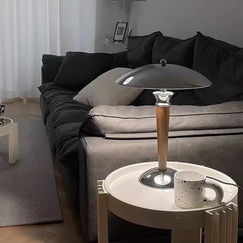 Afralia™ Scandinavia Chrome Desk Lamp Wood Bracket - Stylish Lighting Fixture