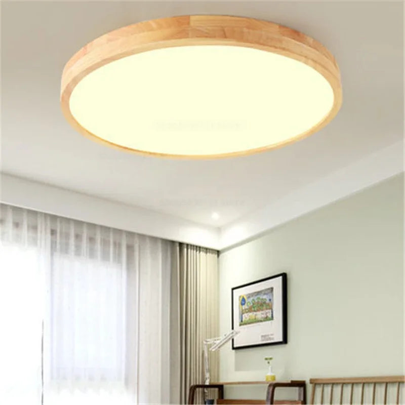 Afralia™ Modern Wood Art LED Ceiling Lights Ultra-thin Kitchen Hall Decoration Lighting