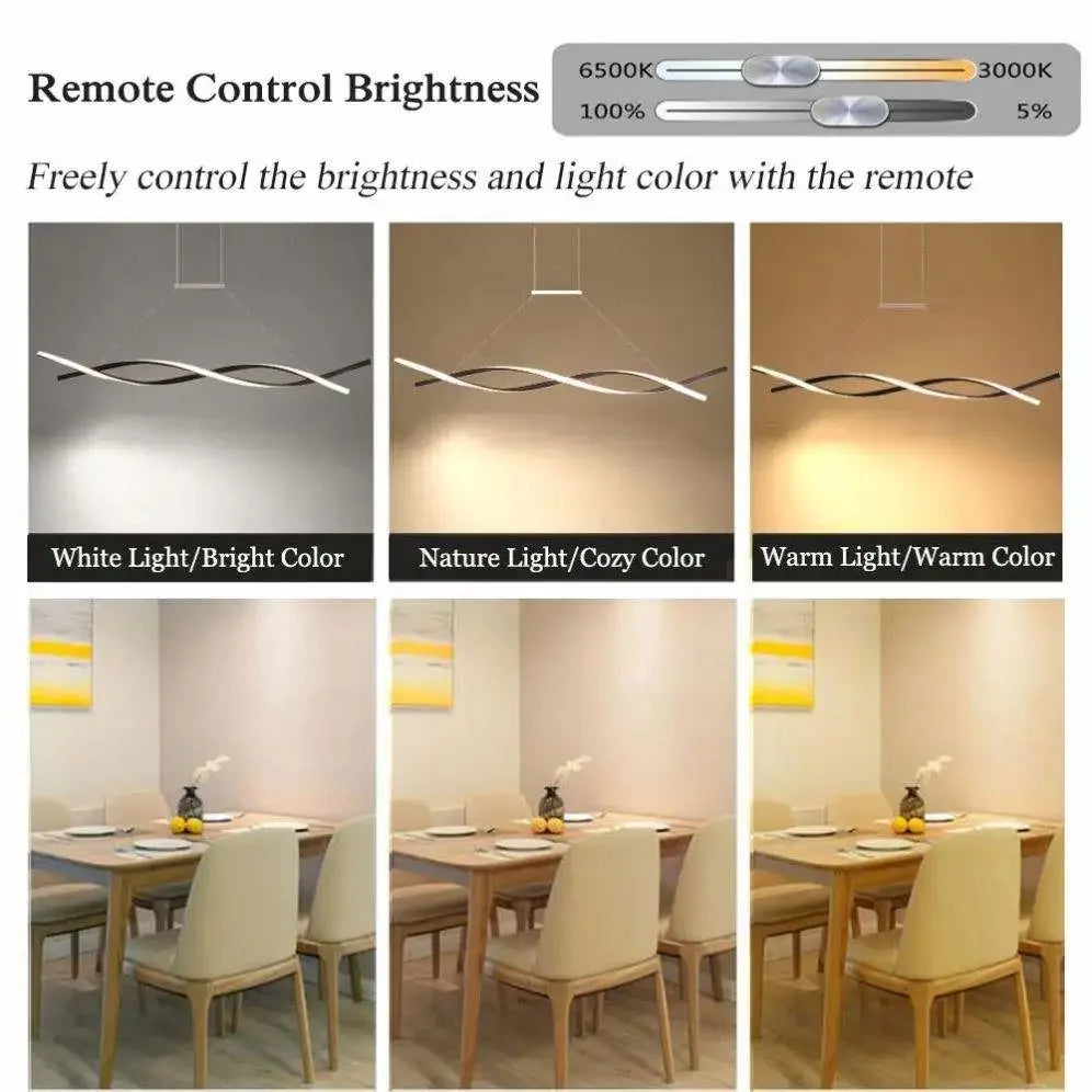 Afralia™ Wave LED Chandelier Iron Art Pendant Light for Living Room