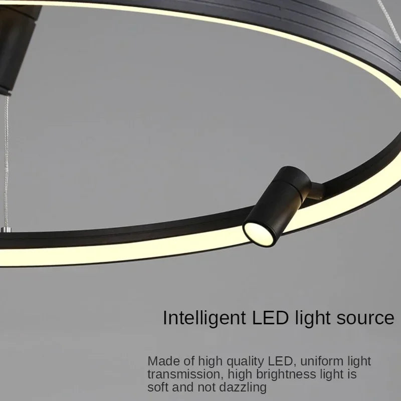 Afralia™ Black Round Spotlight Chandelier Pendant Light for Home Decor and Dining Room