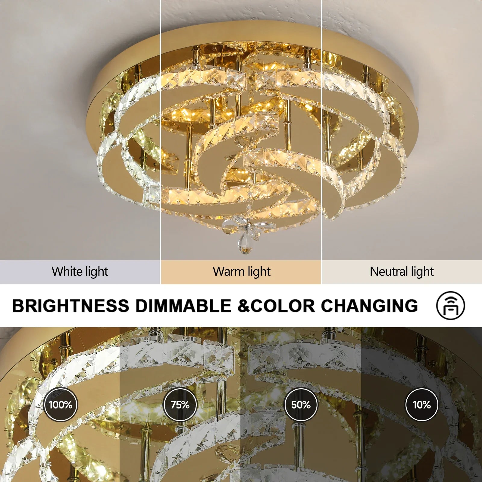 Afralia™ Crystal Drop Chandelier Ceiling Light with RC Dimming for Modern Home Decor