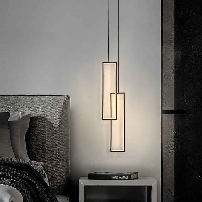 Afralia™ Rectangle LED Pendant Light Chandelier for Living Room Bedroom Kitchen Home Decor