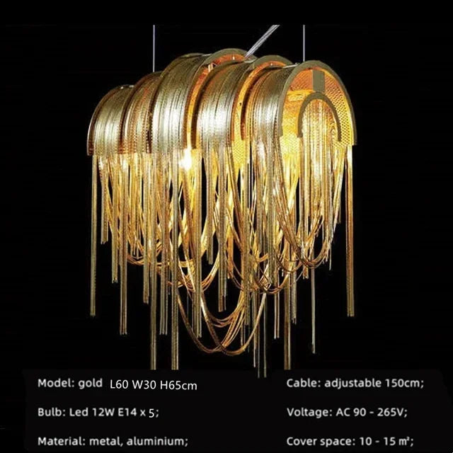 Afralia™ Modern Tassels LED Chandelier for Living Room Dining Bedroom Pendant Lights