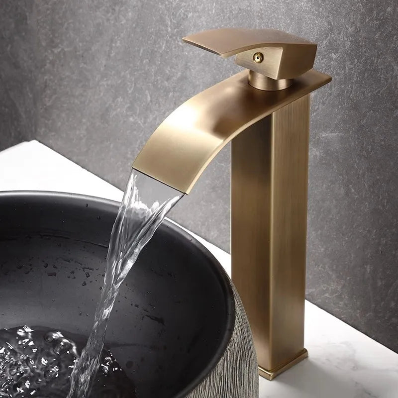 Afralia™ Bronze Basin Faucet: Hot & Cold Water Mixer Tap for Bathroom Sink