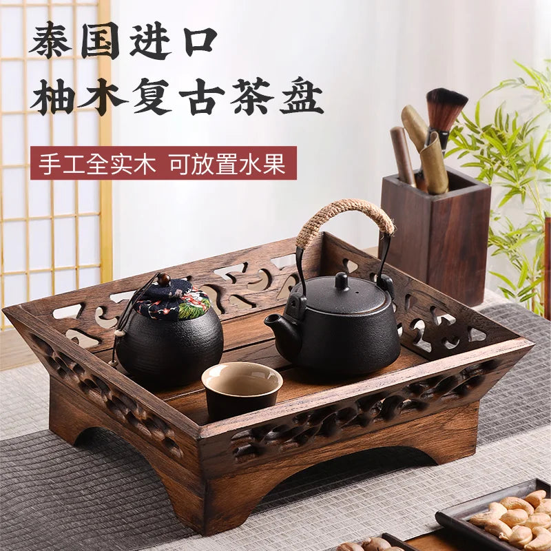 Afralia™ Solid Wood Fruit Bowl - Simple Retro Chinese Office Decor & Home Storage