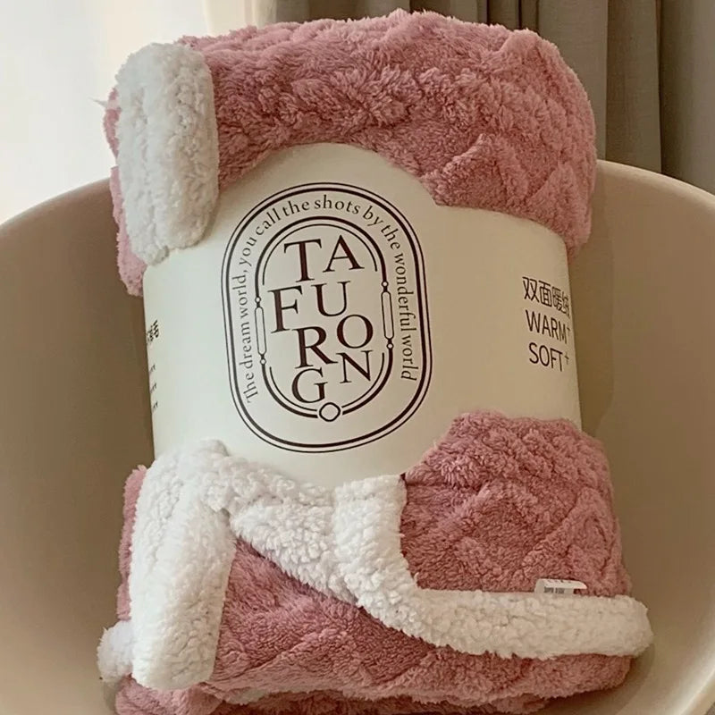 Afralia™ Cozy Jacquard Coral Fleece Blanket