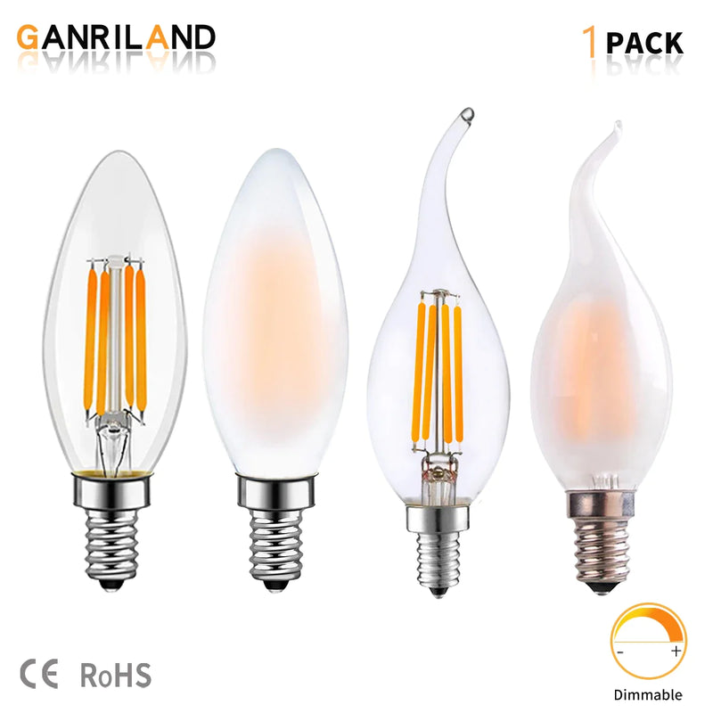 Afralia™ LED Flame Bulb E12 E14 C35 Retro Candle Filament 4W 6W Dimmable Warm White