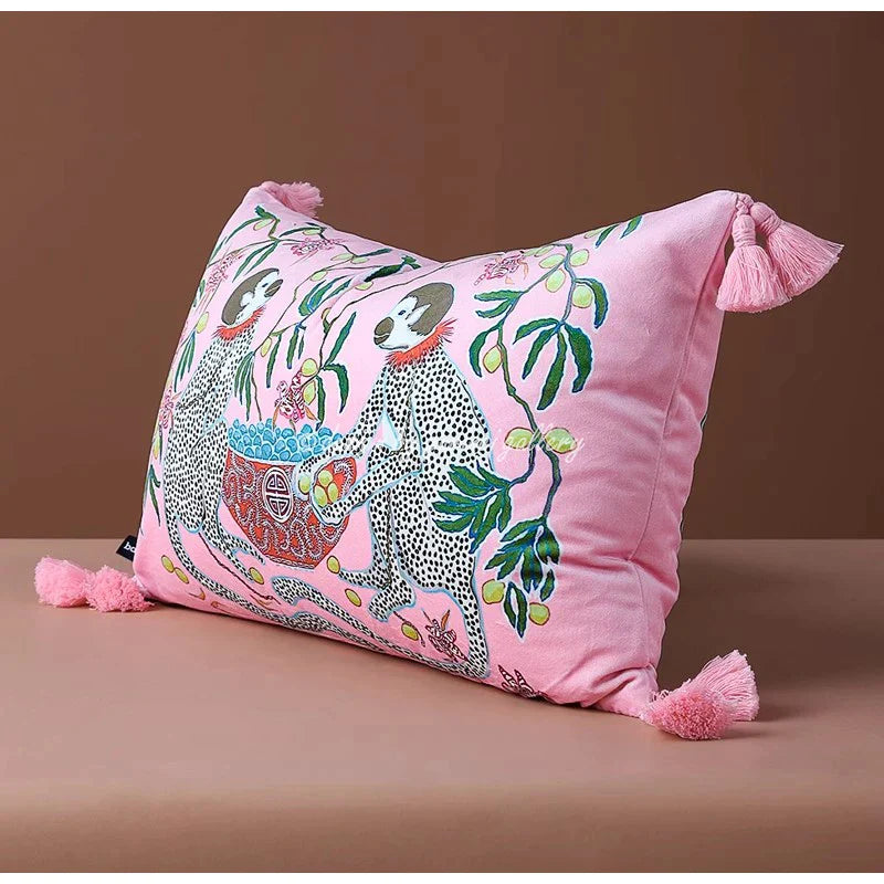 Afralia™ Chinoiserie Velvet Lumbar Pillow Cover 30x50cm