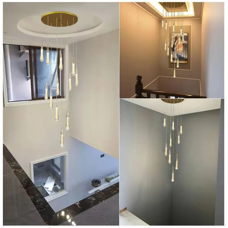 Afralia™ Crystal LED Chandelier: Modern Loft Art Pendant Lighting for Restaurant, Bar, Staircase