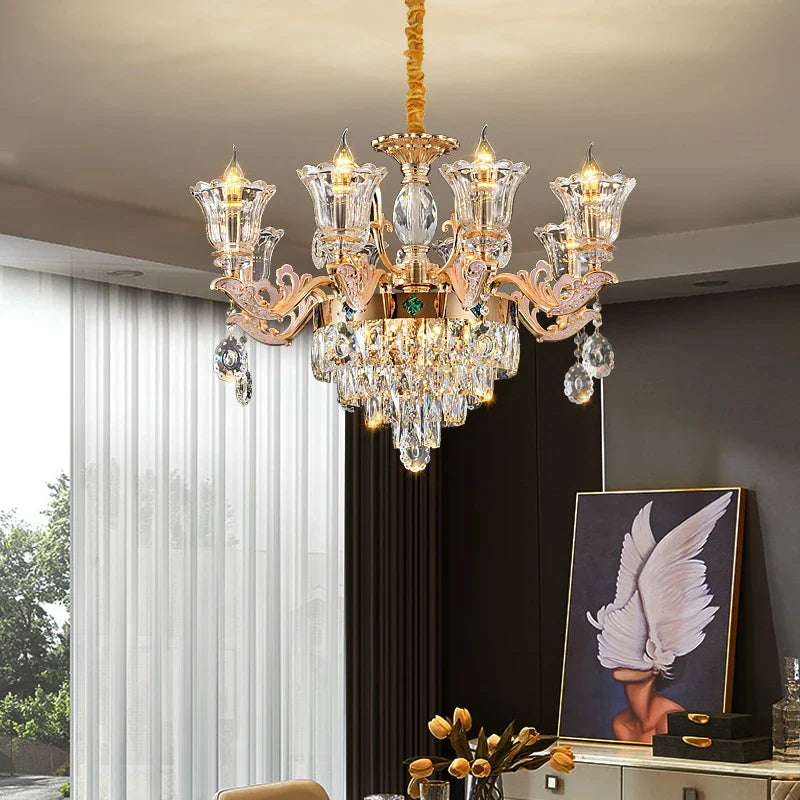 Afralia™ Luxury European Crystal Chandelier Living Room Lamp