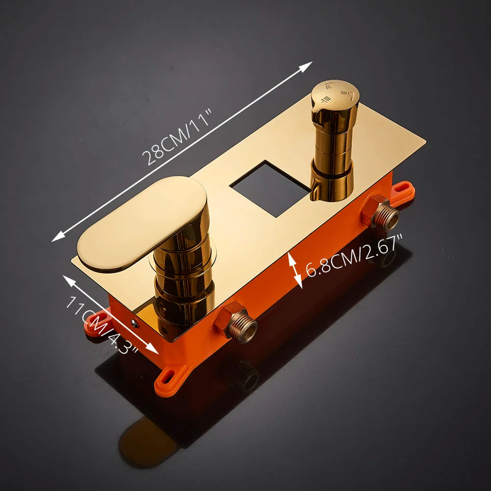 Afralia™ Gold Digital Shower Set with 3-Functions LED Rainfall Head