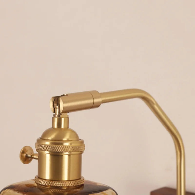 Afralia™ LED Glass & Wood Wall Lamp with Pull Chain Switch for Living Room, Bedroom, Bathroom