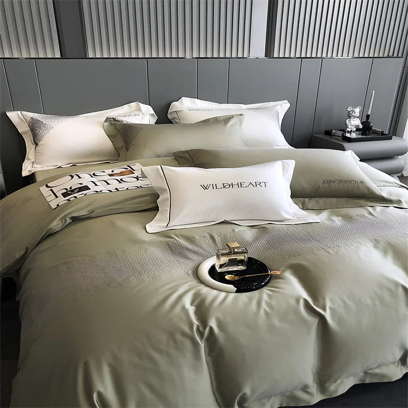 Afralia™ Luxury Embroidery 1000TC Egyptian Cotton Bedding Set for King/Queen Bed Sizes