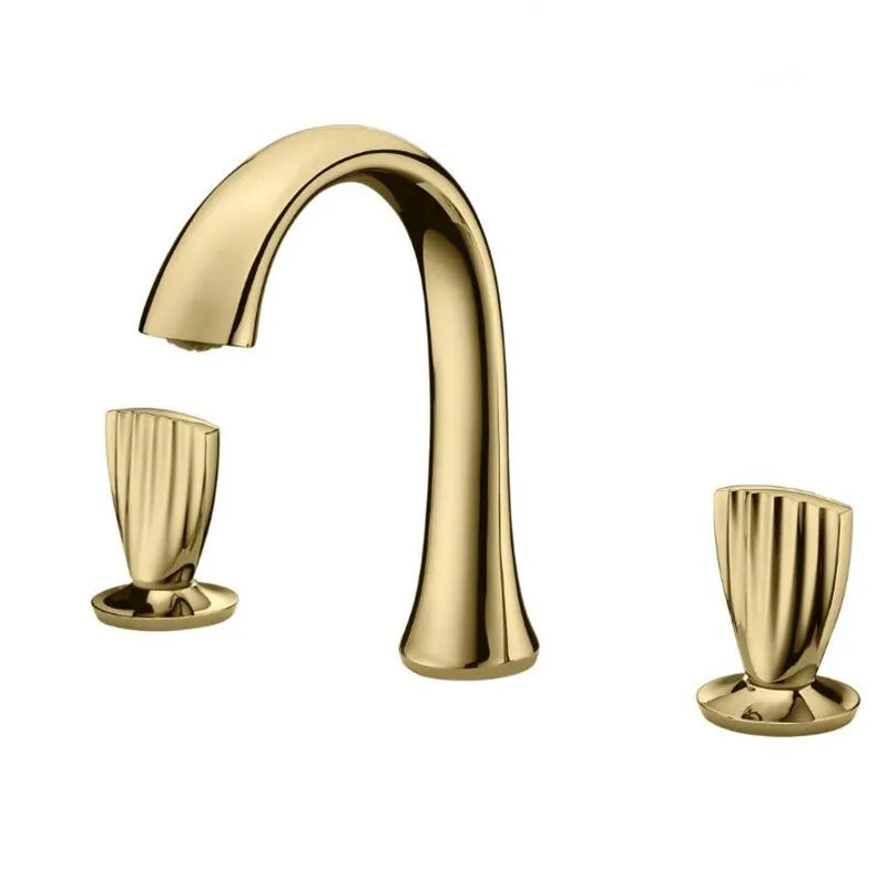Afralia™ Rose Gold Double Handle Faucet - Luxury Basin Mixer for Bathroom Sink