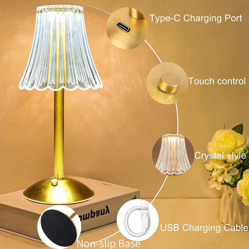 Afralia™ Wireless Touch Table Lamp LED Night Light for Home Decor