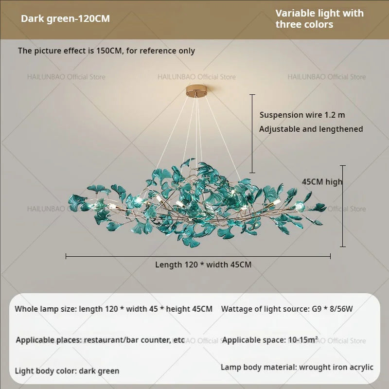 Afralia™ Gingko Leaf Chandelier: Modern Luxury Art Decor for Home, Restaurant & Bar