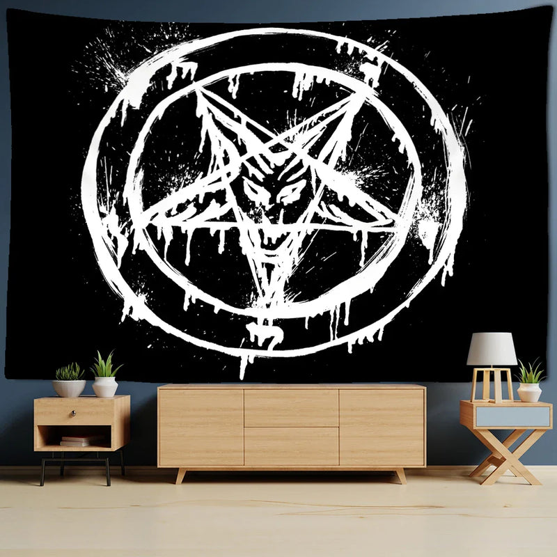 Afralia™ Pentagram Psychedelic Tapestry Wall Hanging for Home Decor