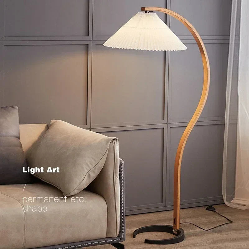 Afralia™ Solid Wood LED Floor Lamp for Living Room Bedroom Study Decor