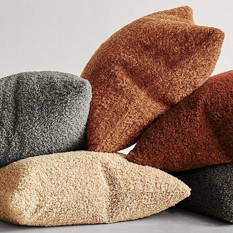 Afralia™ Boucle Teddy Throw Pillow Case Set of 2