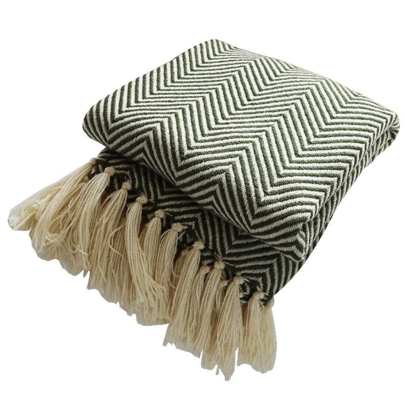 Afralia™ Geometric Knitted Blanket - Soft and Cozy Classic Decor for Home and Hotel Use