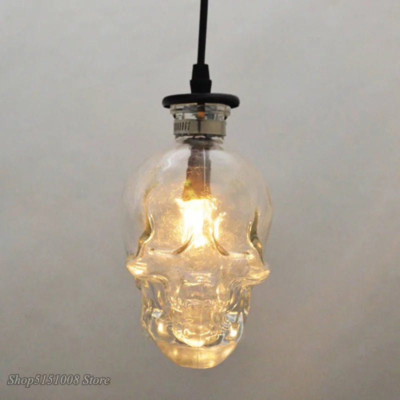 Afralia™ Retro Skull Glass Pendant Light Fixture | Demon Skeleton Glass Bottle Lamp