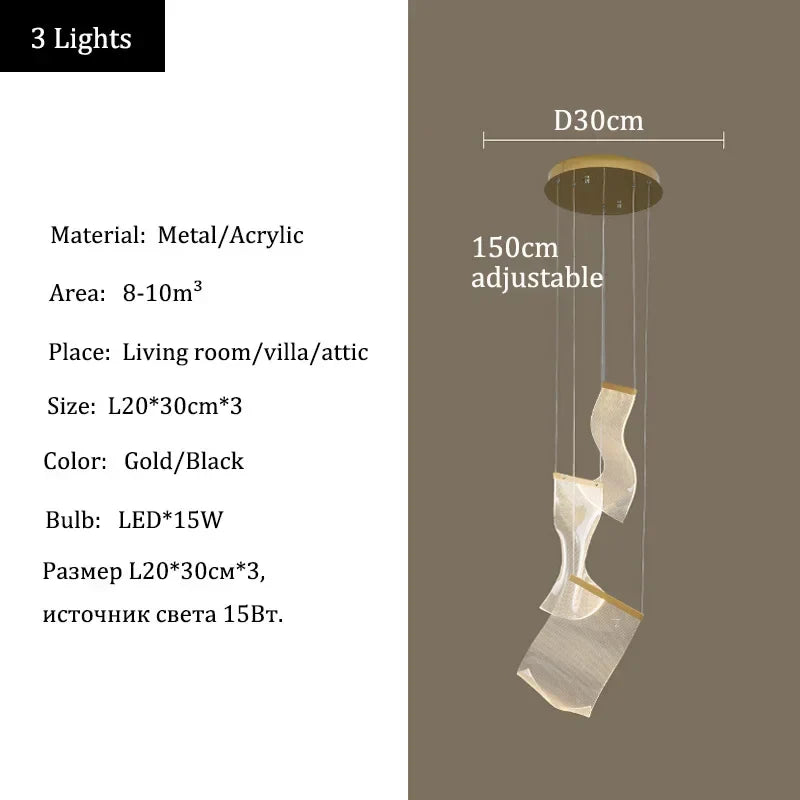 Afralia™ LED Acrylic Chandeliers for Villa Living Room Decor - Ceiling Pendant Light Fixture