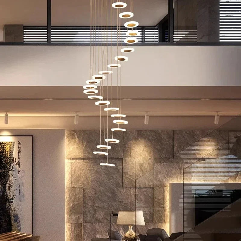 Afralia™ Crystal LED Chandelier: Modern Ring Hanging Light for Living Room, Lobby - Chrome Glow
