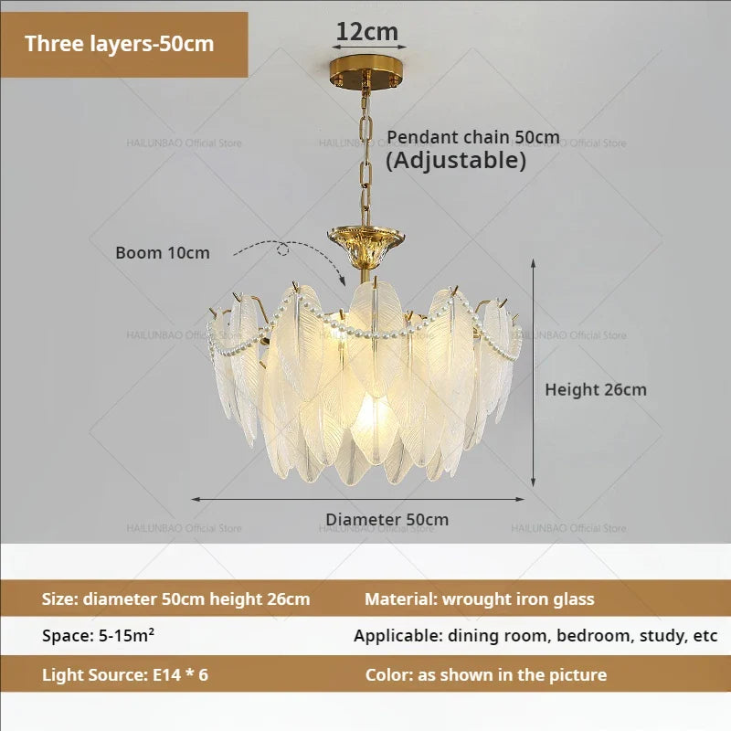 Afralia™ Cream Wind Feather Pearl Crystal Chandelier for Luxury Living Room and Bedroom
