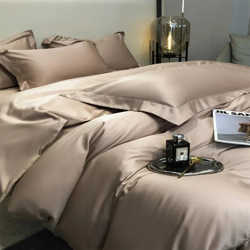 Afralia™ Solid Color Egyptian Cotton Bedding Set - Sheet, Pillowcase, Comforter Cover