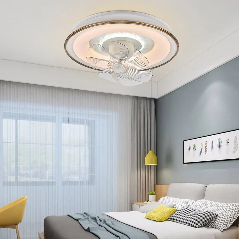 Afralia™ LED Ceiling Fan Light, Dimmable Three Colors with Remote Control