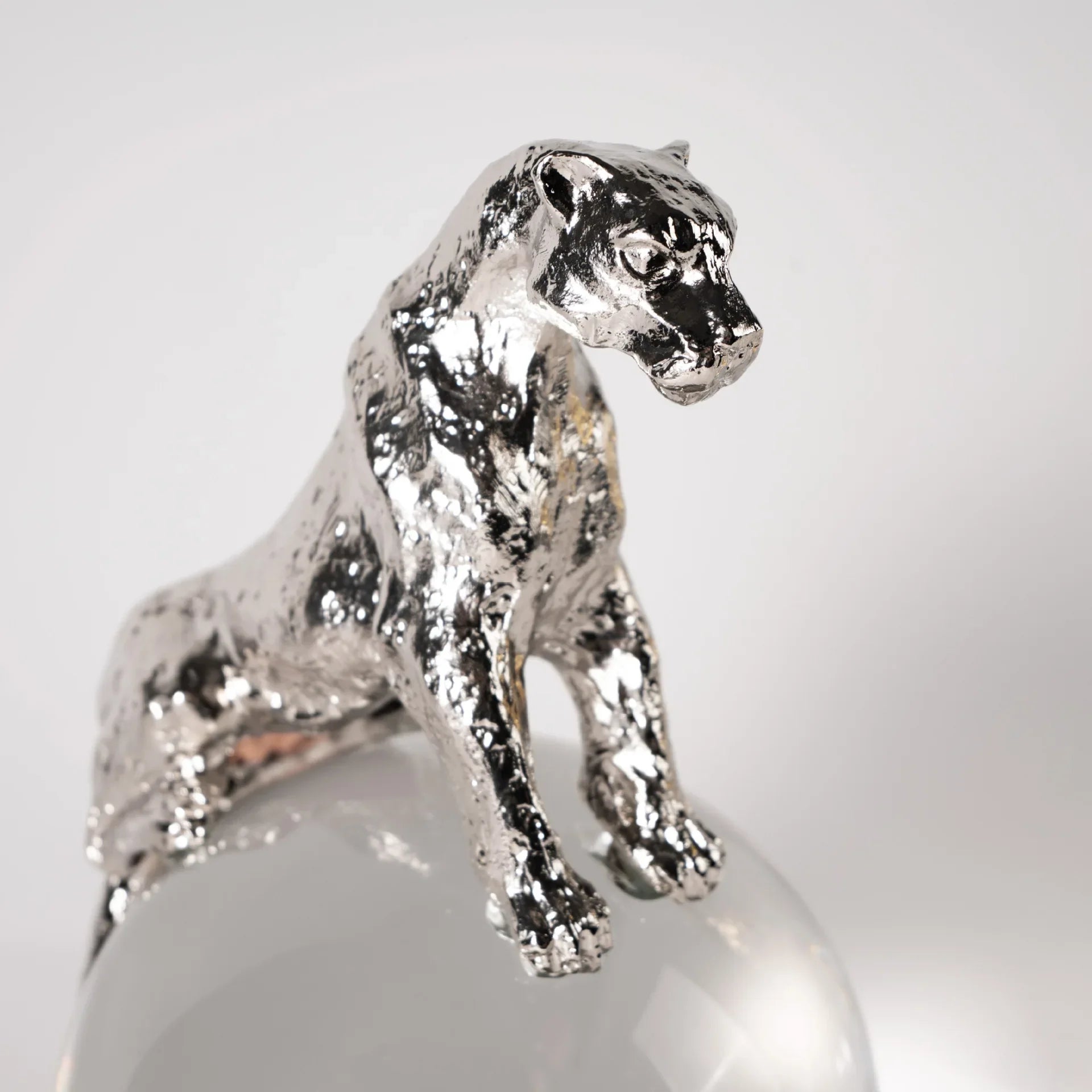 Afralia™ Leopard Crystal Ball Metal Cheetah Sculpture Home Decor