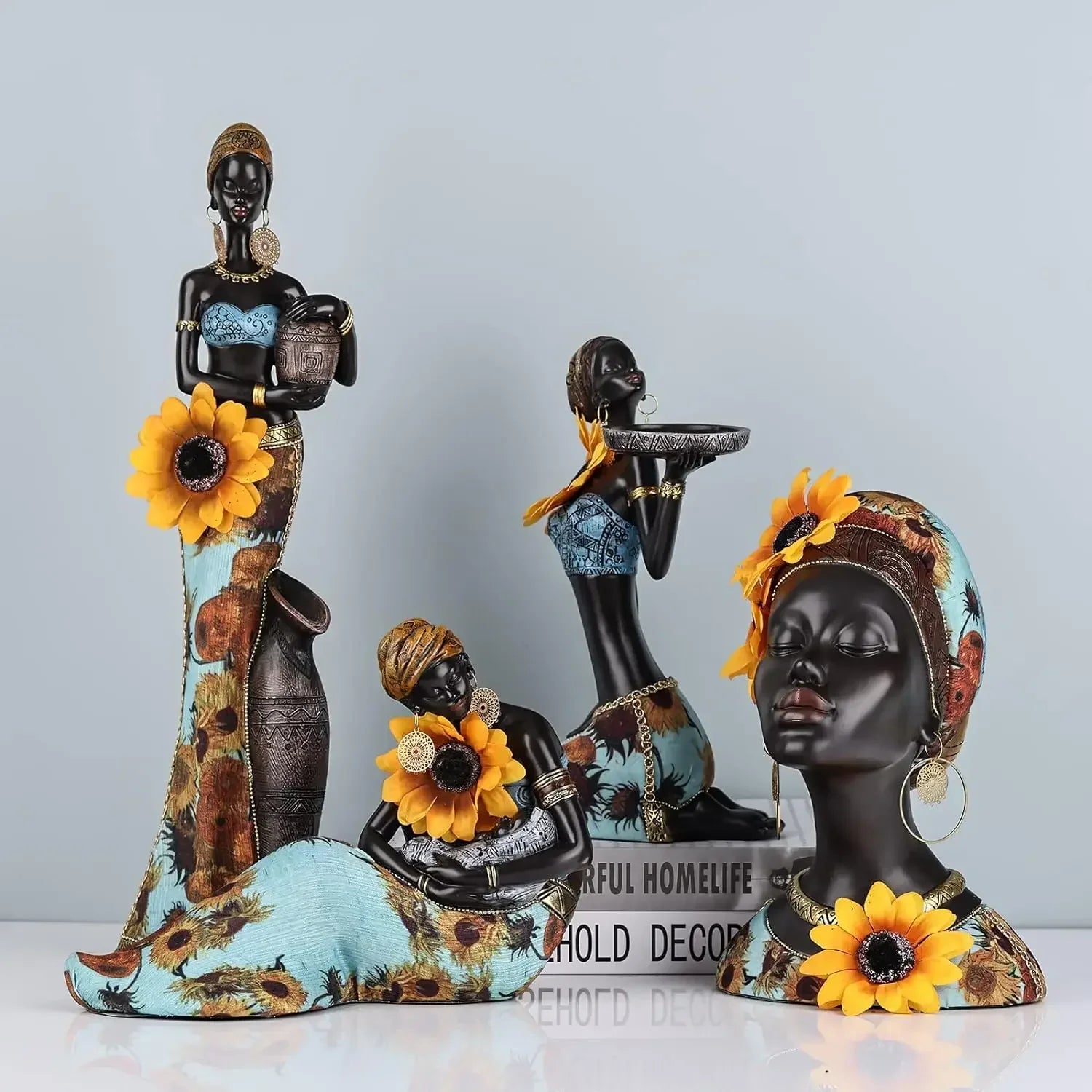 Resin Tribal Sculpture for Home Decor by Afralia™