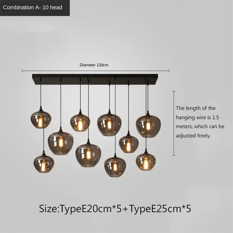 Afralia™ LED Glass Pendant Chandelier for Kitchen Dining Bar Décor
