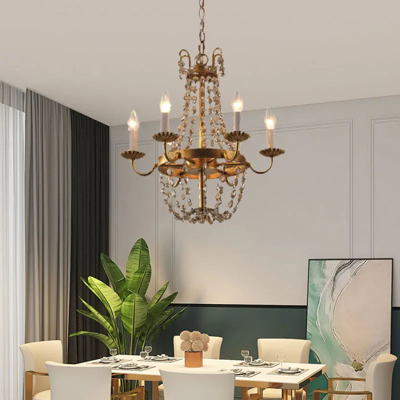 Afralia™ Crystal Chandelier: Elegant Iron Art Pendant for Dining Room, Living Room, and More