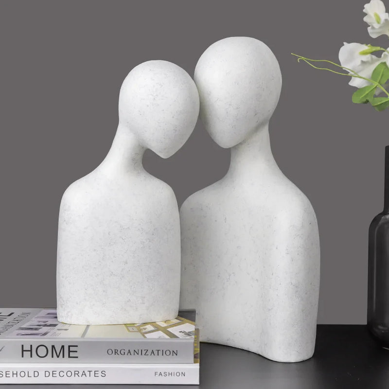 Nordic Abstract Couple Sculptures Afralia™ Home Decor Large White Figurines