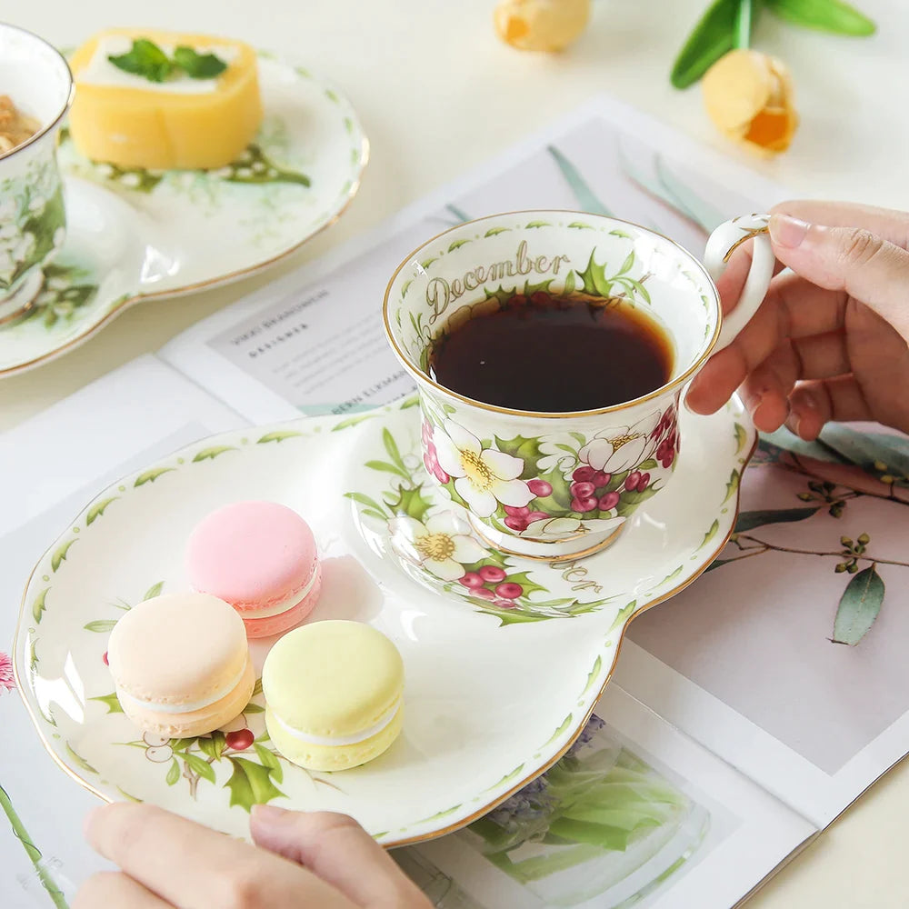 Afralia™ Vintage Phnom Penh Coffee Cup Set in Bone China for Home Office