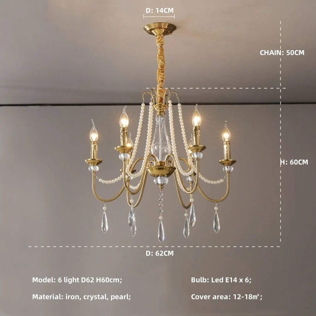 Afralia™ Luxury Crystal Chandelier Foyer Pendant Light American Style Home Decor