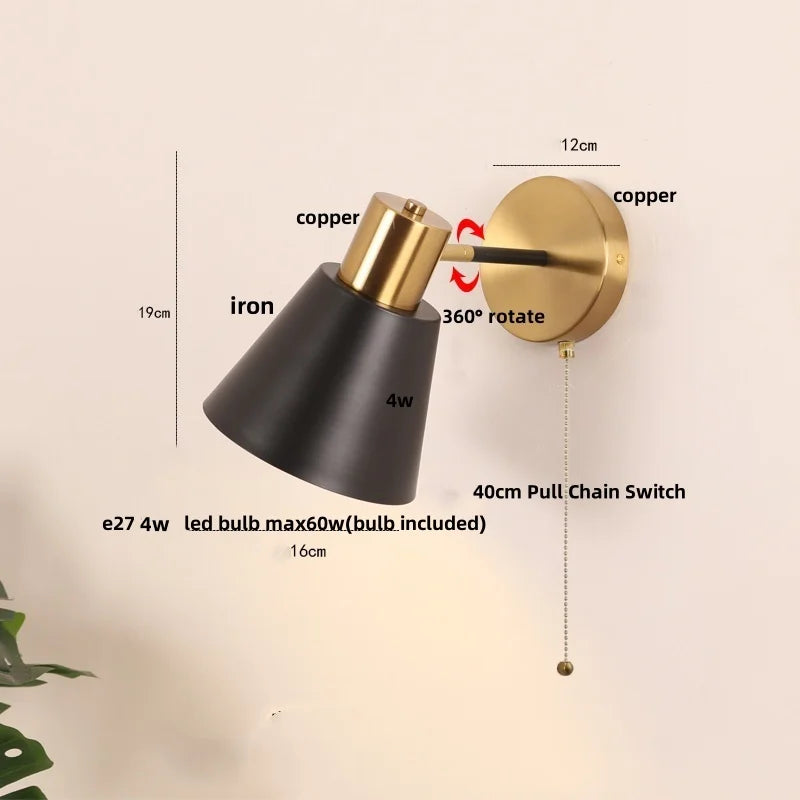 Afralia™ Modern Black Iron LED Wall Sconce for Hallway Bedroom Vanity Bar