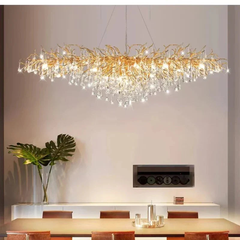 Afralia™ Modern Luxury Gold LED Crystal Chandelier for Living Room