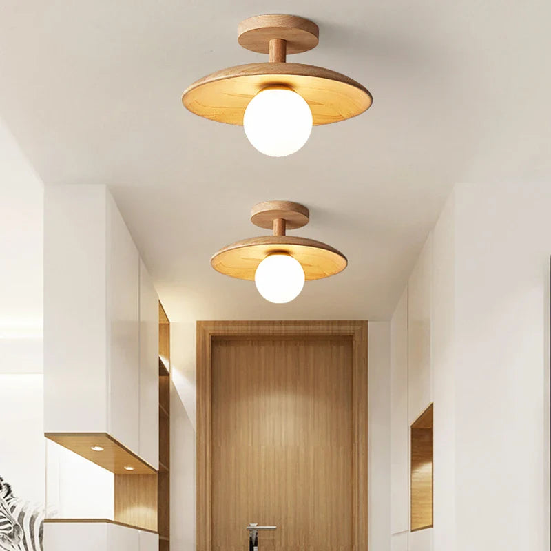 Nordic Wood Ceiling Lights LED Lighting for Aisle Corridor by Afralia™