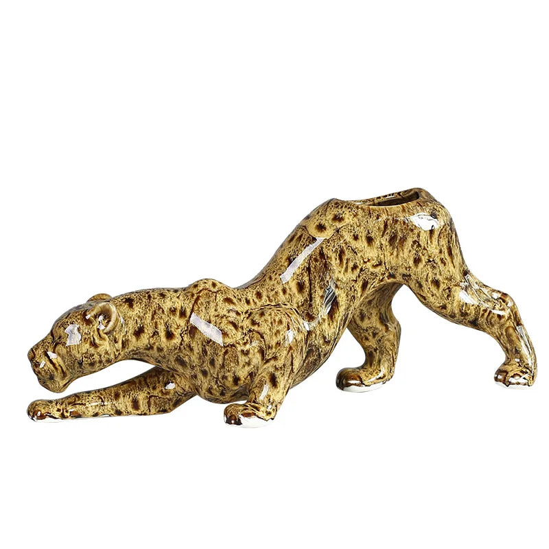 Afralia™ Ceramic Animal Flowerpot: Leopard Cheetah Cartoon Characters for Garden Plants
