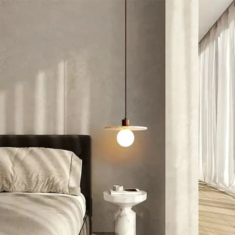 Afralia™ Yellow Stone Bedside Pendant: Designer LED Lighting for Bedroom, Dining Room