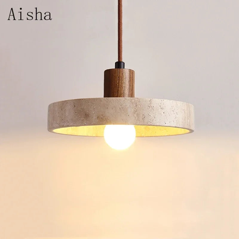 Afralia™ Yellow Cave Stone Pendant Lamp LED Light for Home Living Room