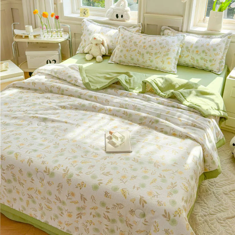 Afralia™ Floral Printed Quilted Bubble Cotton Duvet for Summer - Ultra-Soft Skin-Friendly Bedding