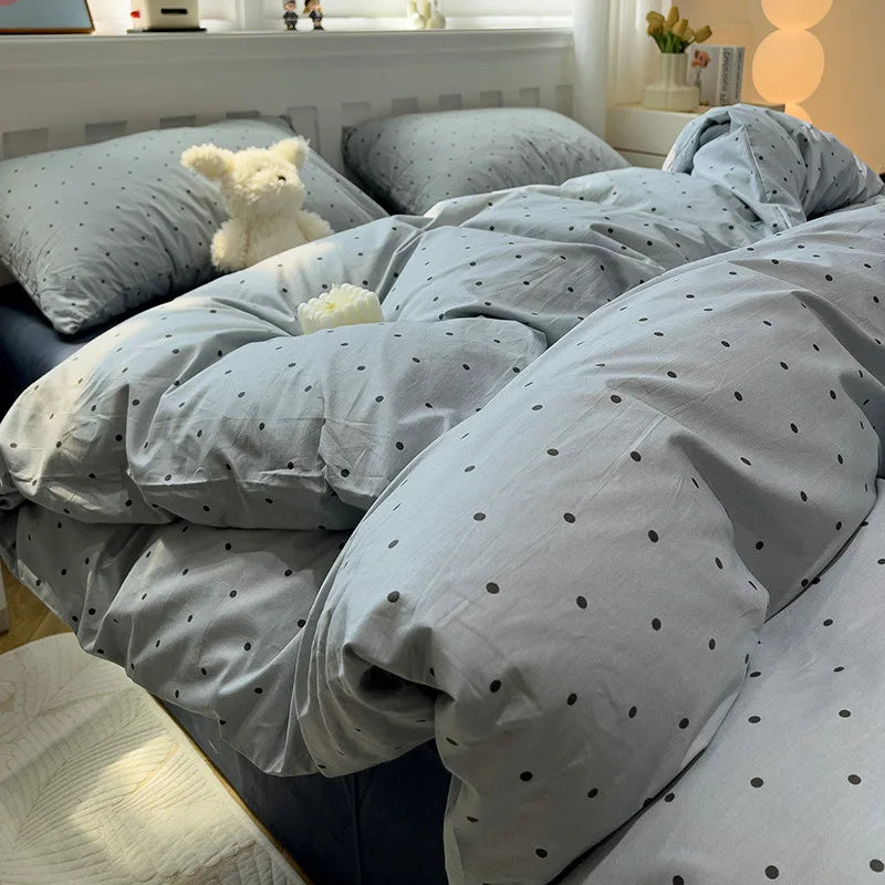 Afralia™ Minimalist Striped Grid Comforter Set in Washed Cotton, Soft Bedding Twin-Queen Size